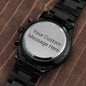 Customizable Engraved Black Chronograph Watch, Perfect for Father's Day