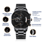 Customizable Engraved Black Chronograph Watch, Perfect for Father's Day