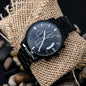 Customizable Engraved Black Chronograph Watch, Perfect for Father's Day