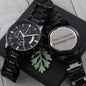 Customizable Engraved Black Chronograph Watch, Perfect for Father's Day