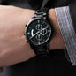Customizable Engraved Black Chronograph Watch, Perfect for Father's Day
