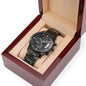 Customizable Engraved Black Chronograph Watch, Perfect for Father's Day
