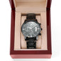 Customizable Engraved Black Chronograph Watch, Perfect for Father's Day