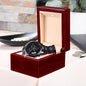 Customizable Engraved Black Chronograph Watch, Perfect for Father's Day