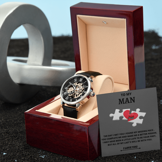 To My Man-Men's Openwork Watch Husband Gift for Any Occasion, Husband Gift Just Because