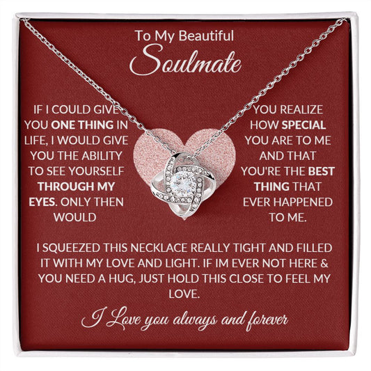 To My Beautiful Soulmate Loveknot Necklace, Gift for Christmas, Special Occasion, Birthday
