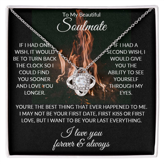 To My Beautiful Soulmate Love Knot Necklace Gift for Valentine's Day Special Occasion, Birthday
