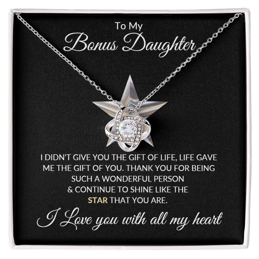 To My Bonus Daughter Love Knot Necklace Gift for Christmas, Birthday, Special occasions