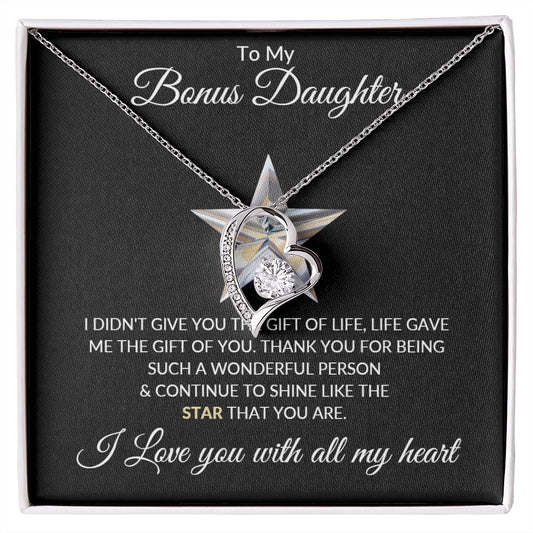 To My Bonus Daughter Forever Love Necklace Gift for Christmas, Birthday, Just Because