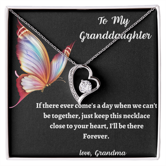 To My Granddaughter, Love Grandma Forever Love Necklace
