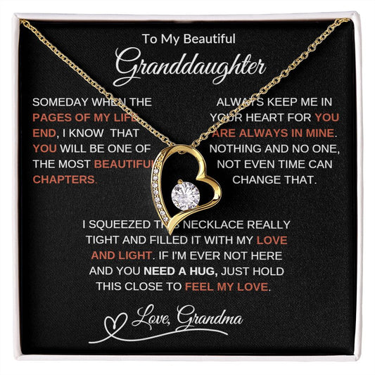To My Granddaughter, Forever Love Necklace, Granddaughter Gift, Jewelry Gift Box for Her, Birthday Graduation Christmas Gift for Granddaughter